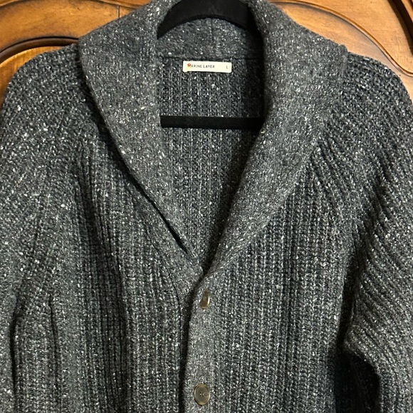 Marine Layer Mens Large Maurice Cardigan “Soot” grey wool alpaca - Picture 10 of 10